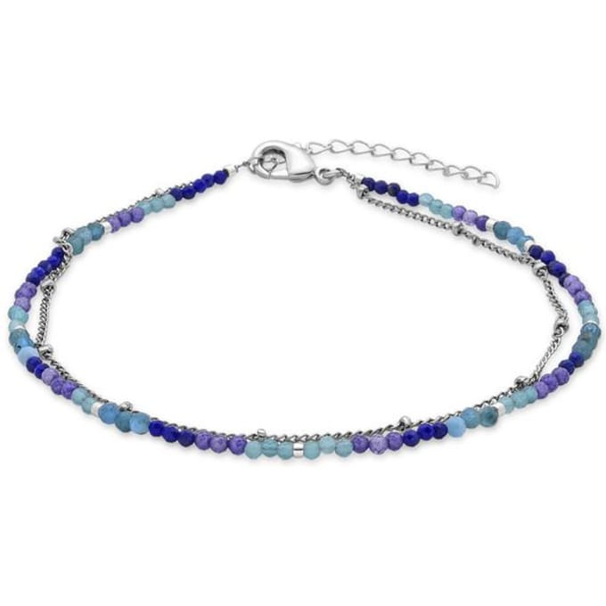 Luxenter Donkerblauw Kristal Gerhodineerd Enkelbandje - Miwa
