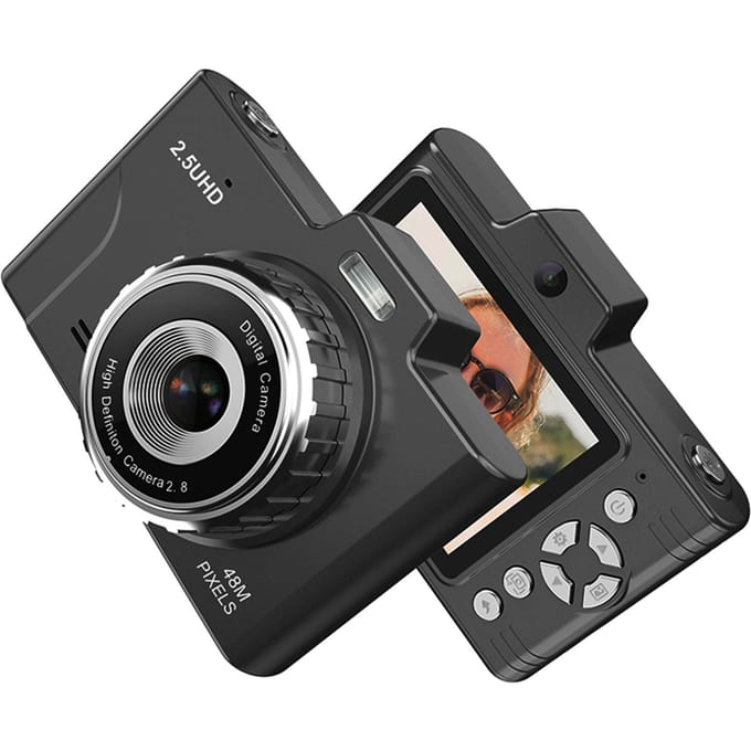 Appareil photo numérique 2,5K Caméra vidéo numérique Caméra pour enfants Caméra CCD 48MP Écran 2,8 pouces Zoom 16X noir