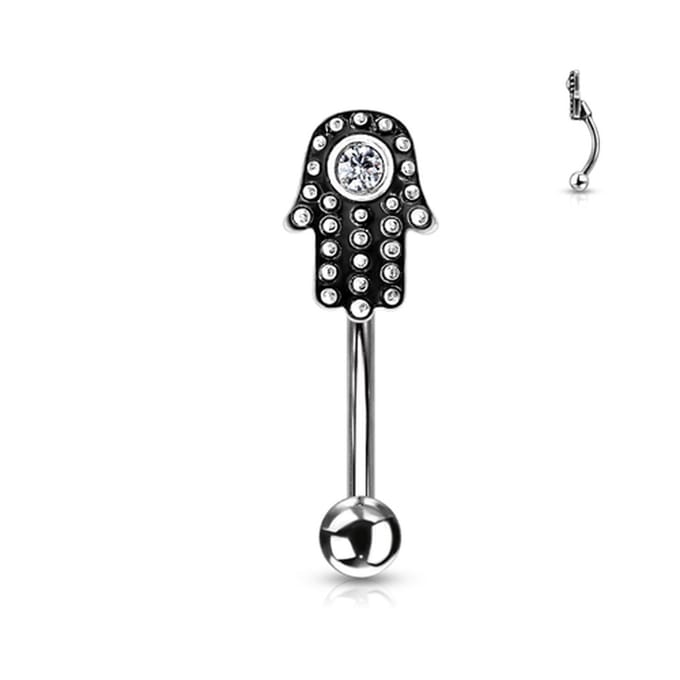 Piercing curved hamsa 1.2x8 - zilver - LMPiercings