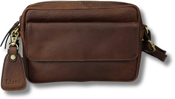 Leren Schoudertas – Donkerbruin – Sara – Compact & Elegant – Crossbody – Echt Leer – Just Lioné