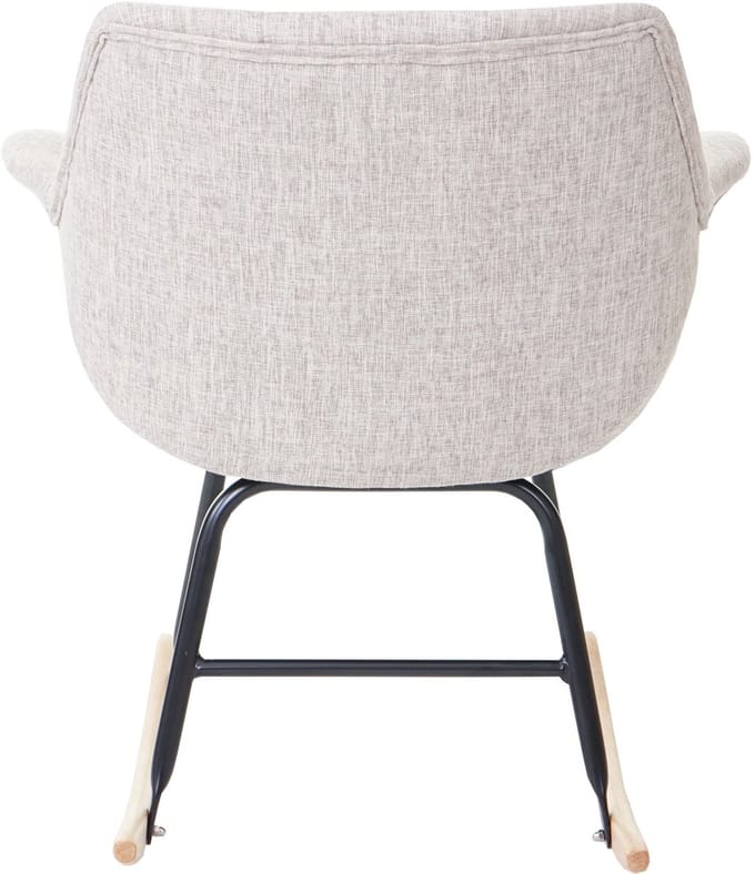 Malmö T820 schommelstoel, relaxfauteuil ~ textiel, crème/grijs