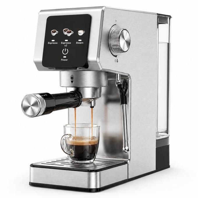 HOMCOM Touchscreen – Espressomachine – 1,2L – 20 bar-1350W-Stoompijp