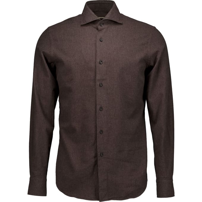 Xacus Washed Shirt Lange Mouw Overhemden Donkerbruin 721ml/31148