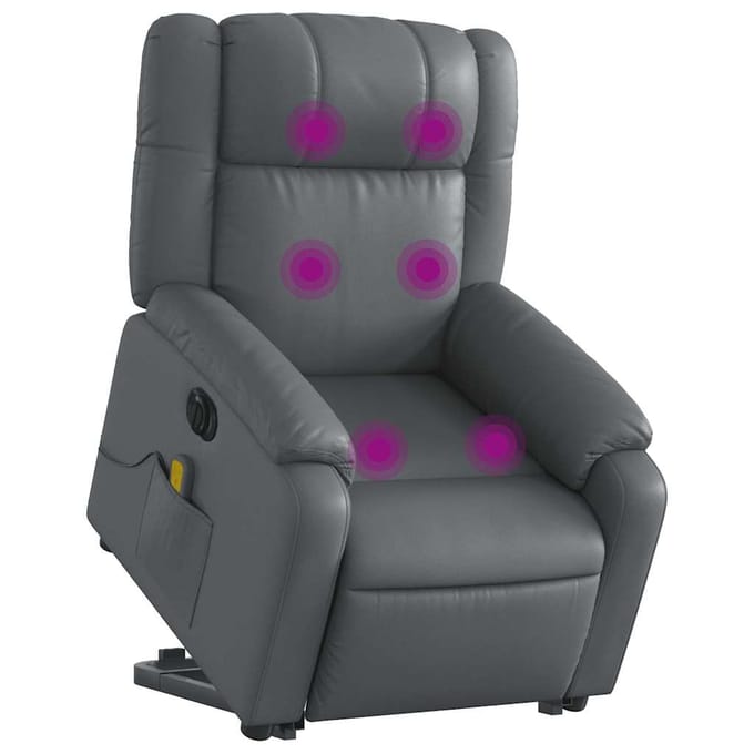 vidaXL - Sta-op-massagestoel - elektrisch - kunstleer - grijs