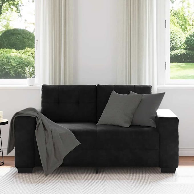 vidaXL - Loveseat - bank - 160x77x82 - cm - fluweel - zwart