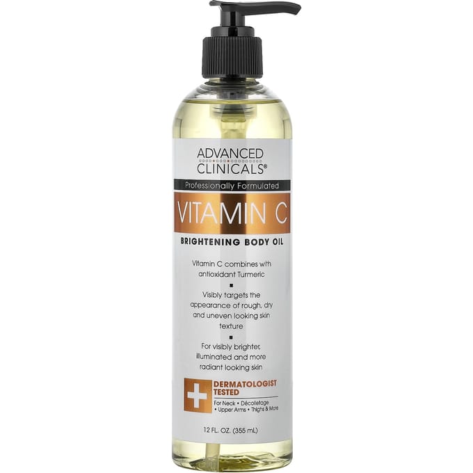 Advanced Clinicals, Vitamine C, Huile Corporelle Éclaircissante, 355 ml (12 fl oz) white