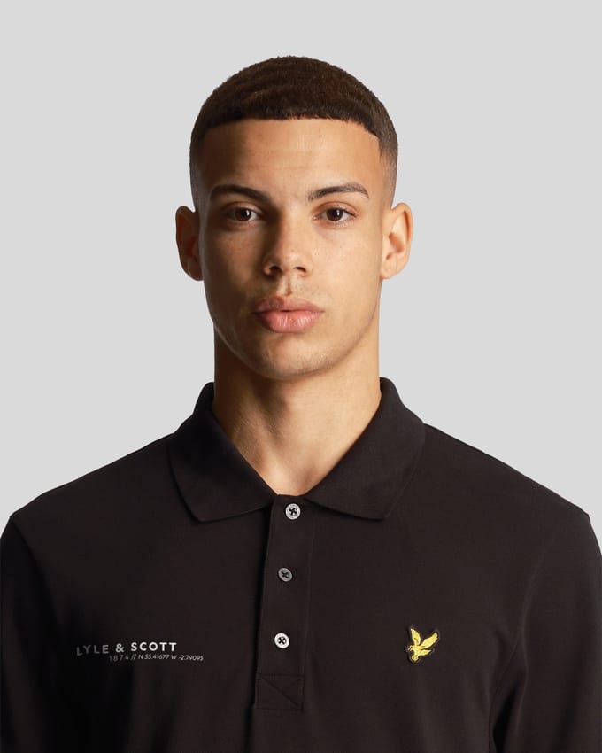 Lyle & Scott zwart gecoordineerd logo-poloshirt met korte mouwen