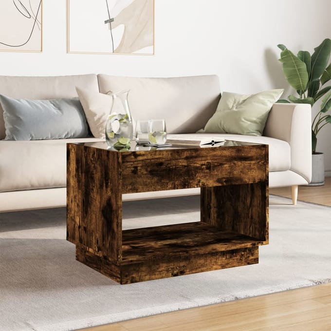 vidaXL - Salontafel - met - Infinity - LED - 70x50x50 - cm - gerookt - eikenkleurig