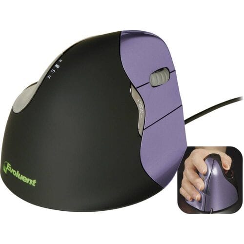 Evoluent Vertical Mouse 4 VM4S Ergonomische muis USB Maat: S Optisch Zwart, Lila 6 Toetsen 2800 dpi Ergonomisch