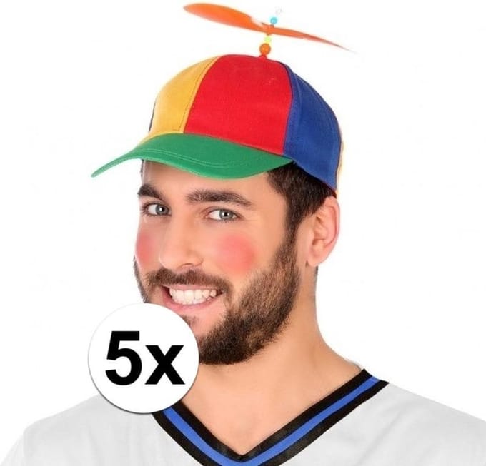 Helikopterpet met gekleurde propeller - 5x - voor volwassenen - polyester
