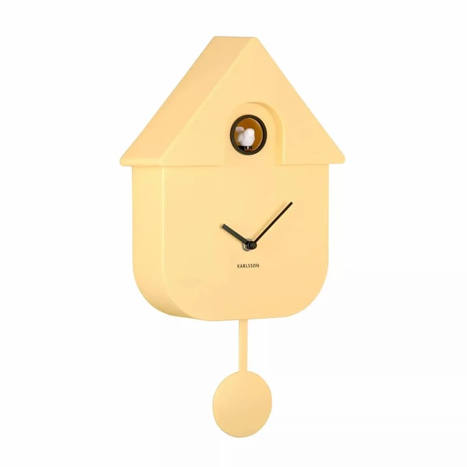 Karlsson Wandklok Modern Cuckoo - Geel - 21,5x8,5x41cm - Wandklok Modern