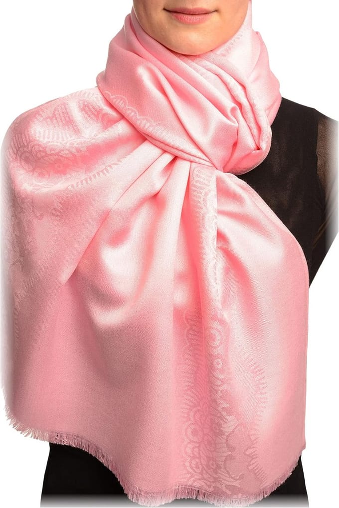 Geweven Pashmina Sjaal - Dames Sjaal - Stijlvol Accessoire - Zachte Pashmina Look - One Size - Roze