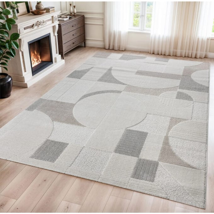 Vivant Japandi Abstract - Vloerkleed Laagpolig - Creme Multi- 80x150 CM