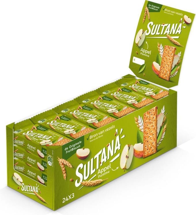 Sultana - Fruitbiscuit Appel - 24 stuks - Omdoos 8x
