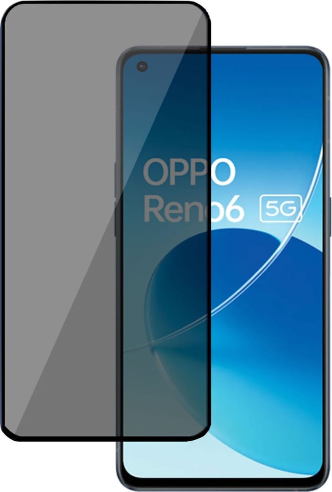 Privé Screenprotector geschikt voor OPPO Reno 6 - Privacy Beschermglas - Privacy Proteqt+