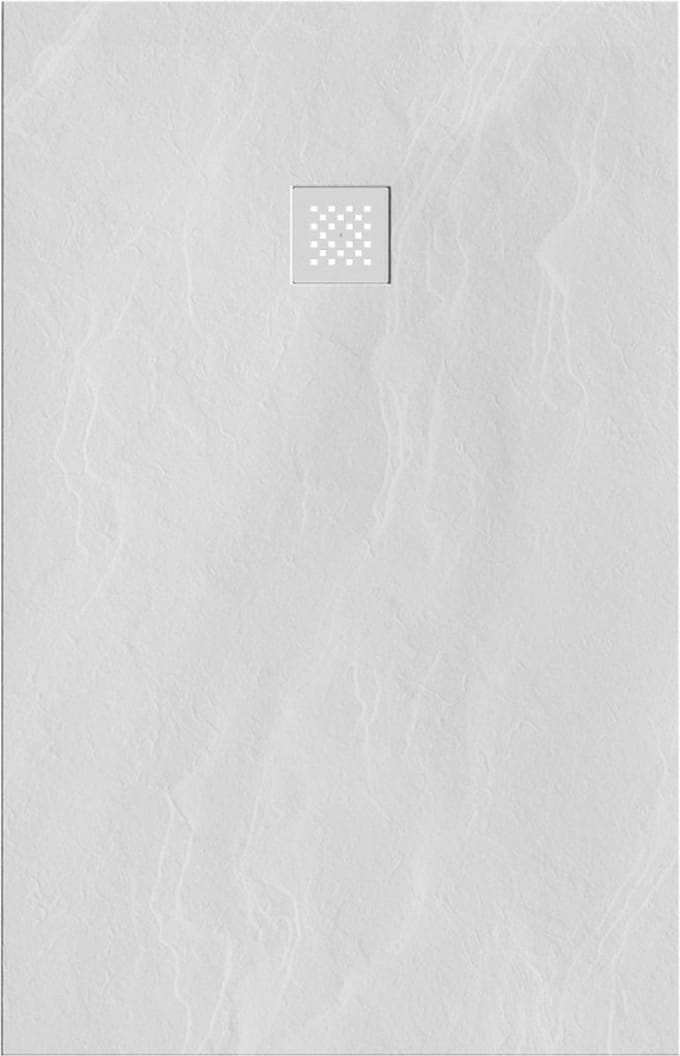 Diamond Line Relievo Crag - Douchebak 90x140 - Laag - Mat Wit - Antislip - Polybeton - Rooster Mat Wit
