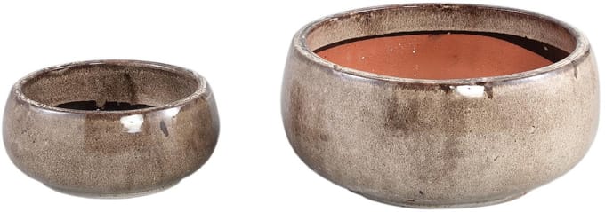 PTMD Bloempot Nayaa - 30x30x14 cm - Keramiek - Bruin - Set van 2