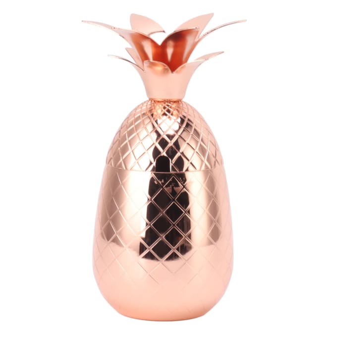 Shaker à cocktail Forme d'ananas Acier inoxydable Surface polie lisse 500 ml pour bar à domicile rose or