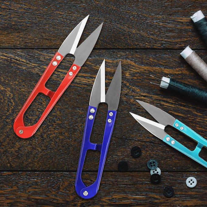 12 pcspack Mixed Color Small Yarn Scissors Thread Scissors for Household Use blue