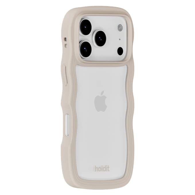 Holdit Wavy Case geschikt voor Apple iPhone 17 Pro Max - Transparent / Light Beige