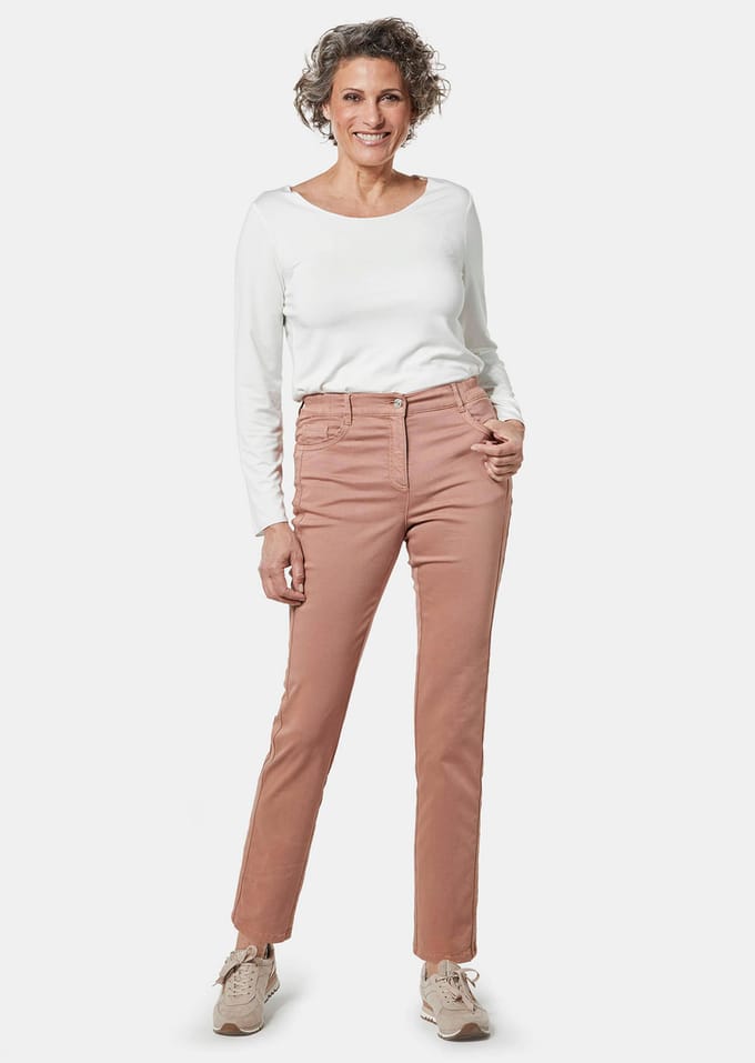 Broek van zachte stretch - camel - Gr. 23 van Goldner Fashion