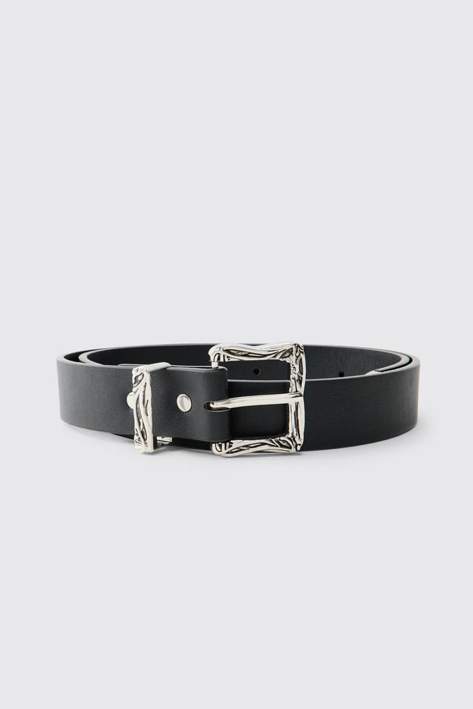 PU Western Buckle Belt | Black | Size Medium/Large