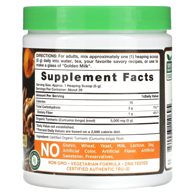 Nature's Truth, Poudre de Curcuma Biologique, 7 oz (198 grammes)