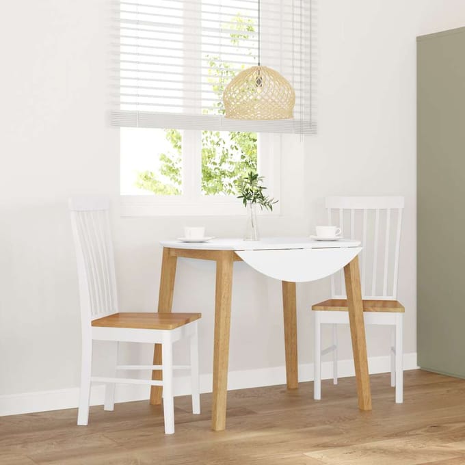 vidaXL - Eetkamerstoelen - 2 - st - massief - hout - rubber - wit
