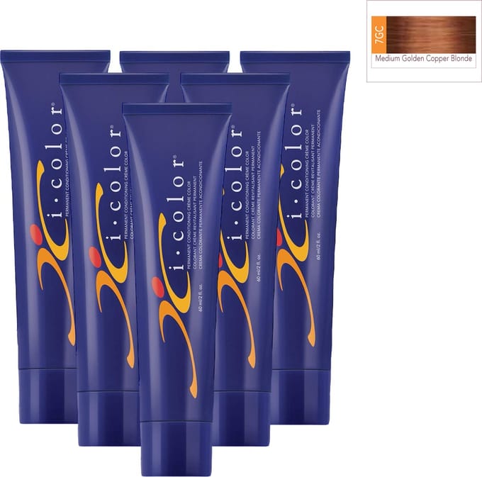 ISO i color Permanent Conditioning Crème Color 60ml 7GC (7.34) Medium Golden Copper Blonde x 6 stubes