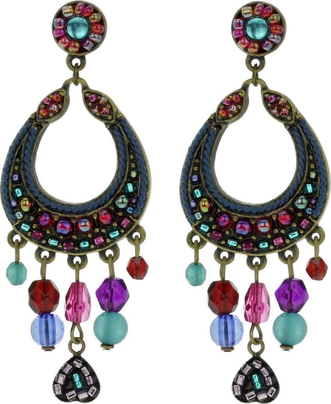 Behave - Oorbelhangers dames - Multicolor retro look - 6,5 cm