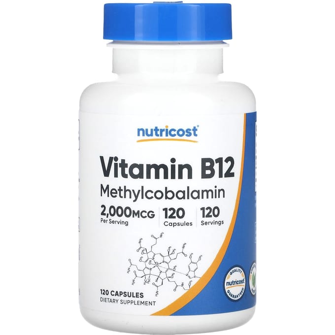 Nutricost, Vitamine B12, 2 000 mcg, 120 capsules