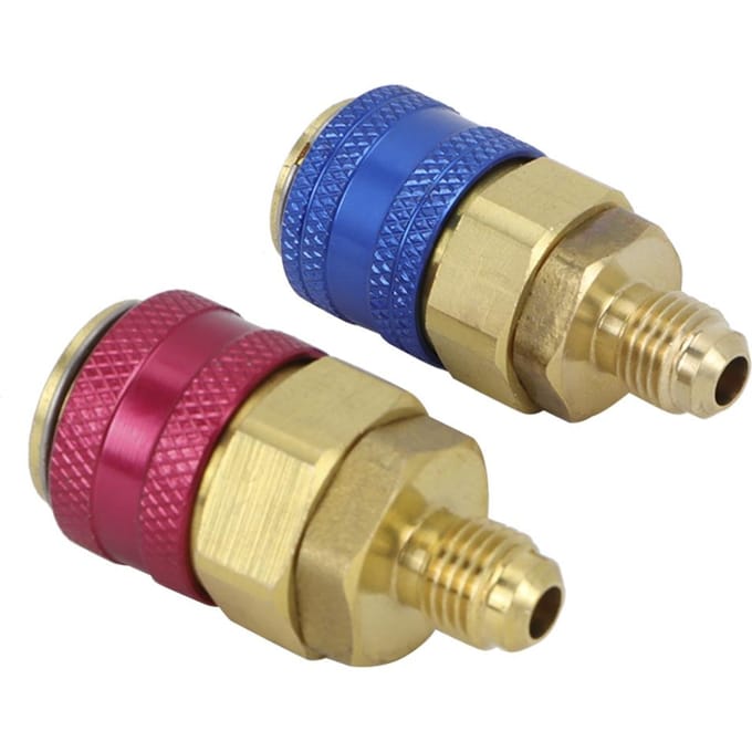 2 stuks auto-luchtsnelkoppelingen voor R134A, hoge/lage stand, rood/blauw
