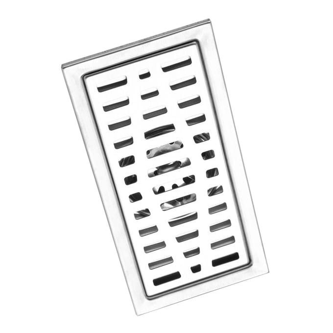 Siphon de sol rectangulaire en acier inoxydable 20x10cm Douche de salle de bain Cuisine Grille d'évacuation gray