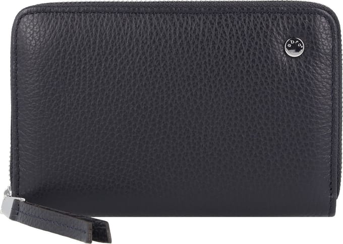 abro Leren Portemonnee Leather Adria Zip Wallet Navy Blauw