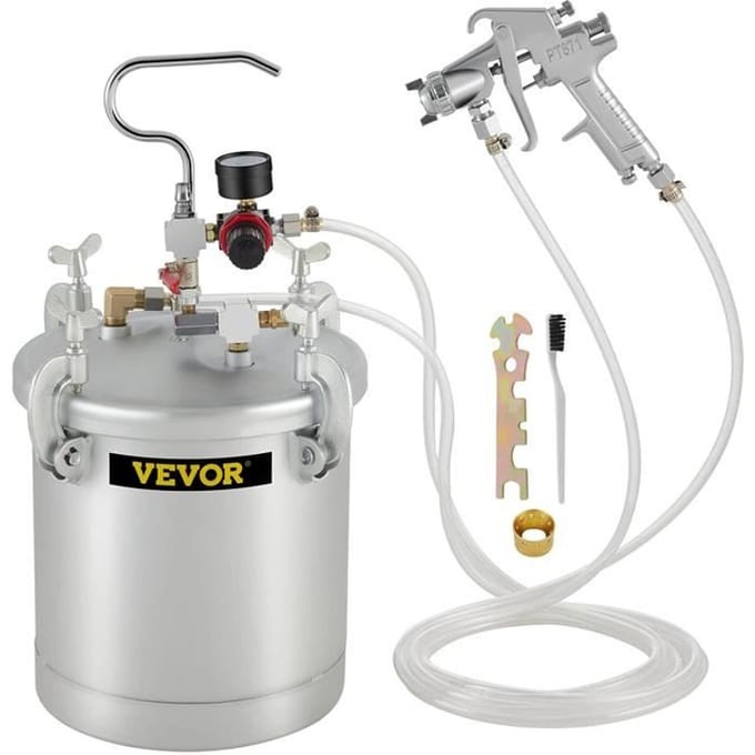 Pistolet à Peinture - VEVOR - 10L - Haute Pression - Métal Anti-Rouille - Professionnel gris