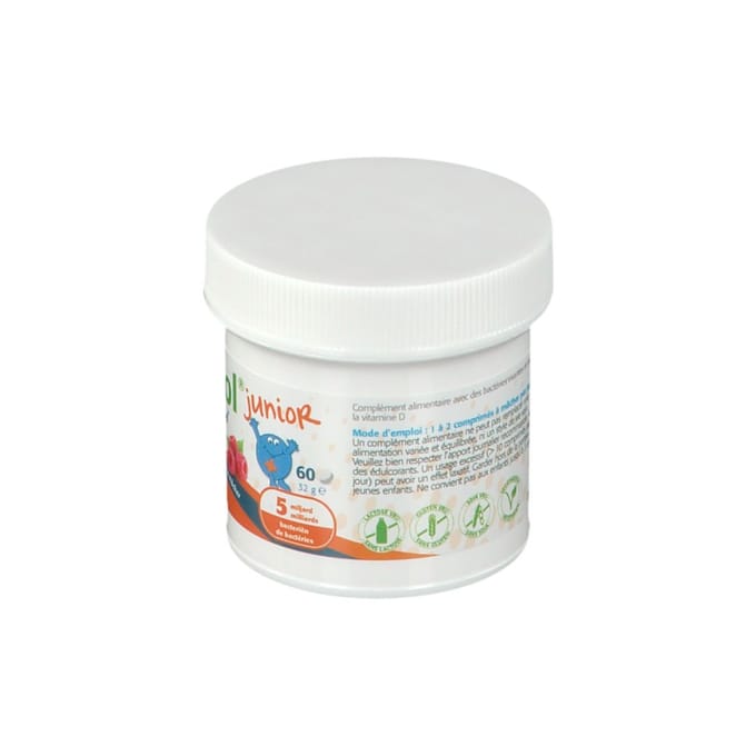 Bactiol Junior - 60 kauwtabletten - biotica supplement - frambozensmaak - ondersteunt het immuunsysteem