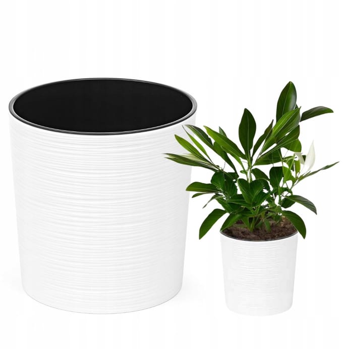 Malwa Dłuto Pot 25x26cm met inzet witte tuinbloempot