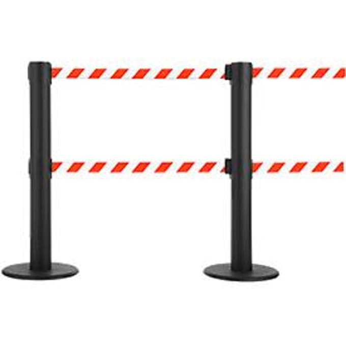 Afzetpaal GLA 89, trekband elk met lengte 9 m, 3-voudig koppelbaar, wit/rood