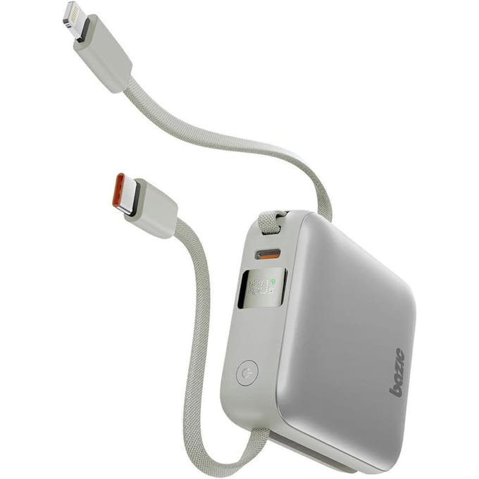 PowerBank 3-in-1 Bazic Fusion Mini 10000mAh USB-C/Lightning-kabel grijs