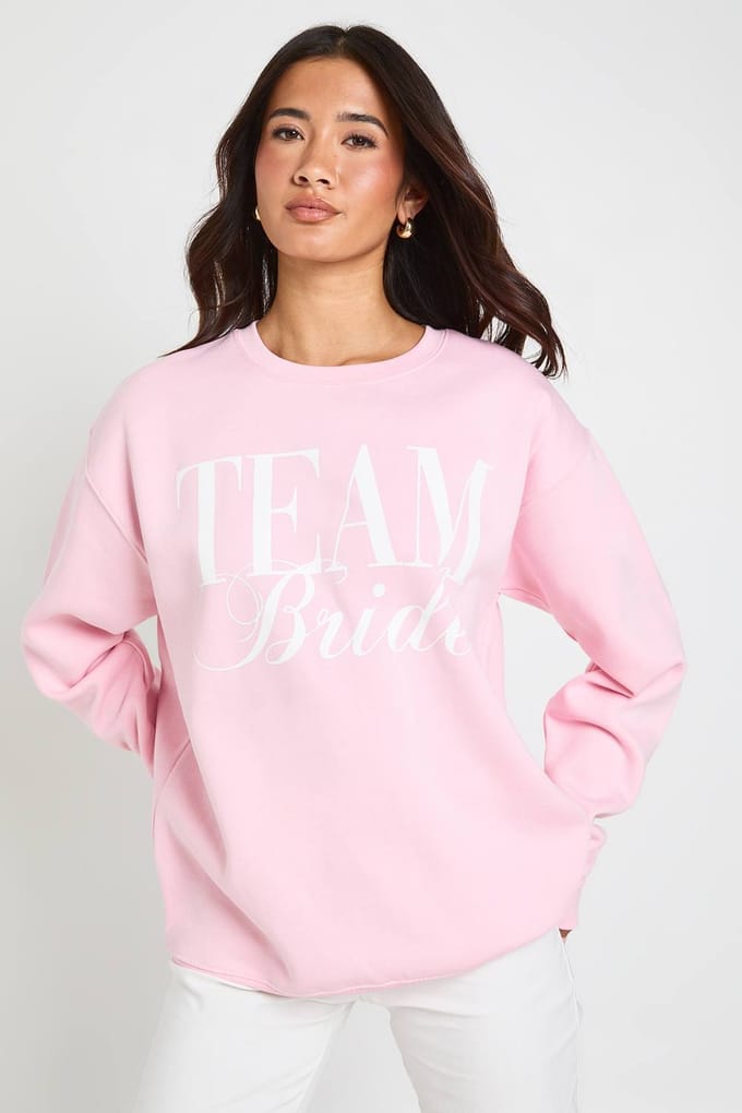 boohoo Dames Team Bride Bedrukte Oversized Sweatshirt | Lichtroze | Maat: Large