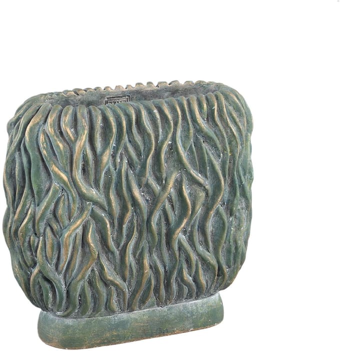 D- Brendan Green Cement Oval Pot Carved Gold Finish M