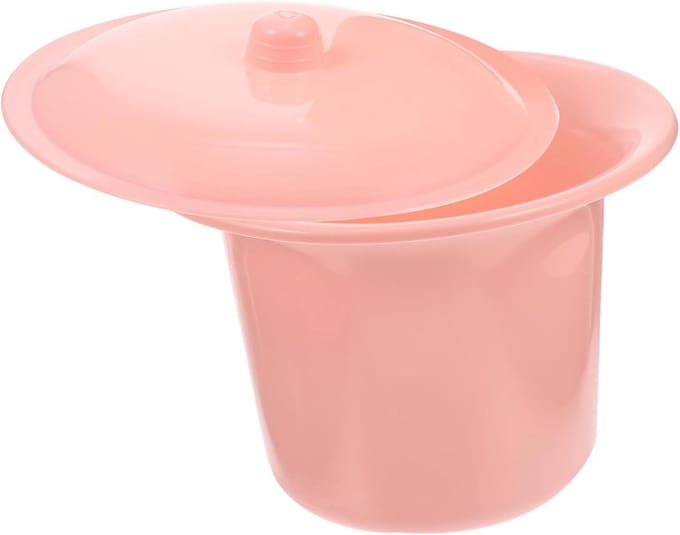 Urinal Kamerpot - Plas Pot - Thuis Gebruik - Met Deksel - 23 x 23 x 20 cm - Roze