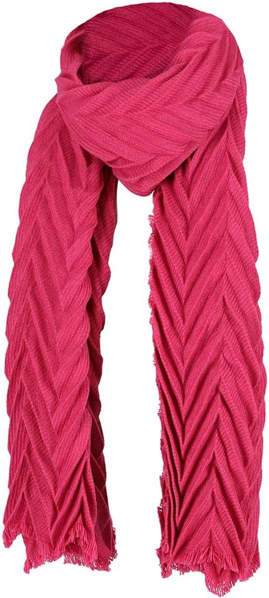 Sarlini Langwerpige Woven Plisse Sjaal Fuchsia