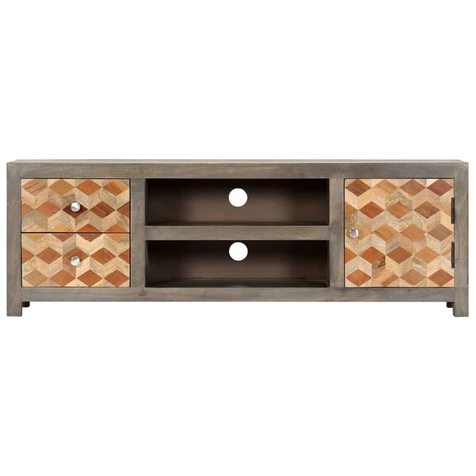 vidaXL - Tv-meubel - 120x30x40 - cm - massief - mangohout - grijs