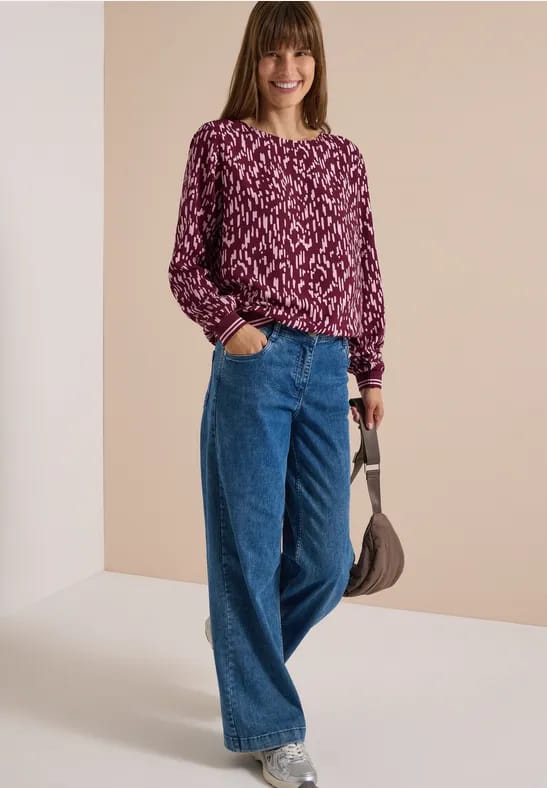Blouse met lange mouwen, ronde hals en print