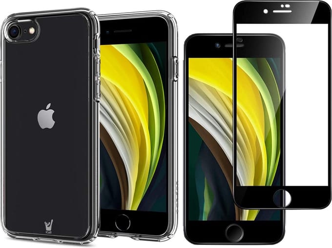 Hoesje geschikt voor iPhone SE 2022 / SE 2020 / 8 / 7 - Transparant - Screenprotector Full Screen