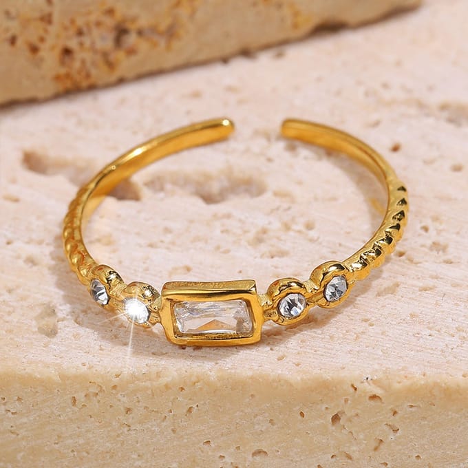 JewelGalerie- Ringen- Steentjes - One Size - Goud