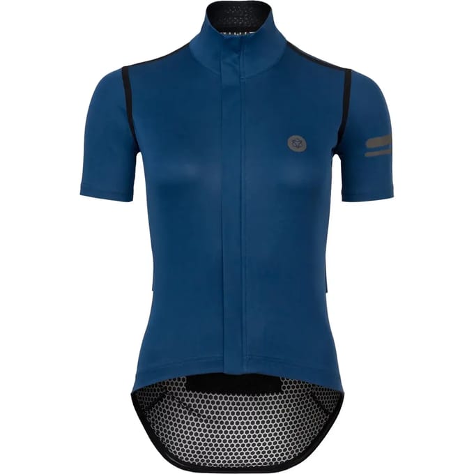 AGU Rain Jersey - Fietsshirt korte mouw - Wielershirt - Dames - Blauw - S - Waterdicht - DWR Coating - Getapete naden