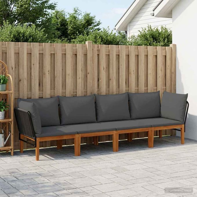 vidaXL - 4 - st - Massief - acaciahout - & - touw - Naturel