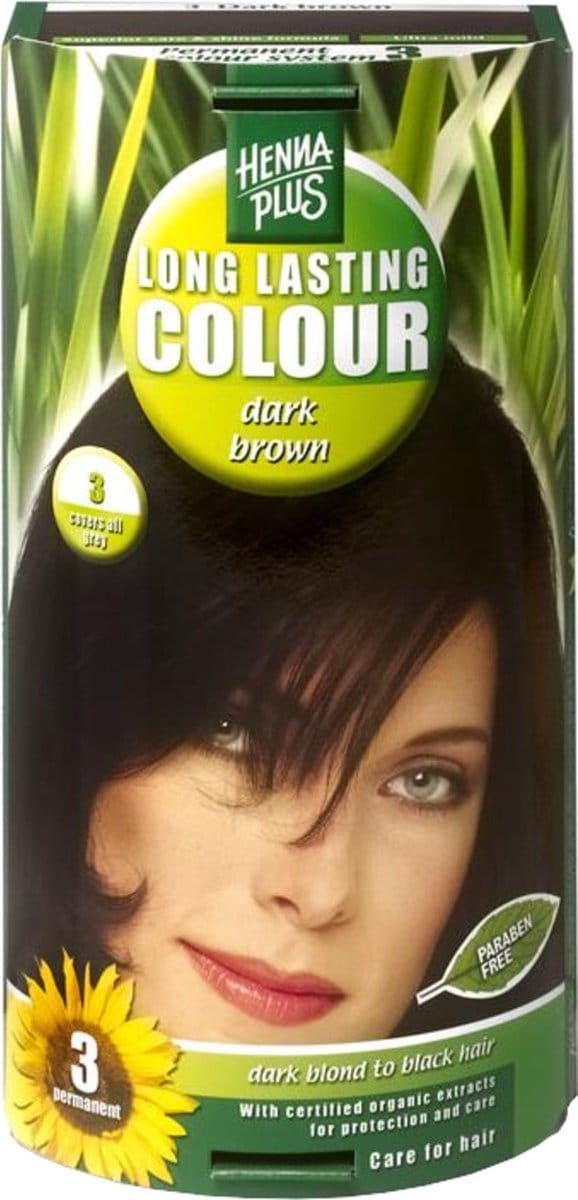 Henna Plus Long lasting colour 3 dark brown 100 Milliliter